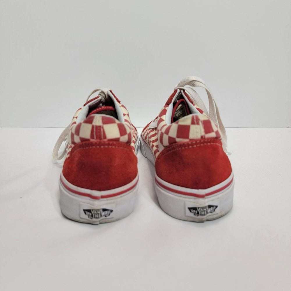 Vans Unisex Red White Checkerboard Lace Up Deck Shoes Us Size